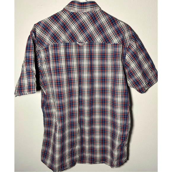 Pendleton Men’s Santiam Short Sleeve Button Down Men’s Blue & Red Plaid Shirt L - Picture 5 of 7